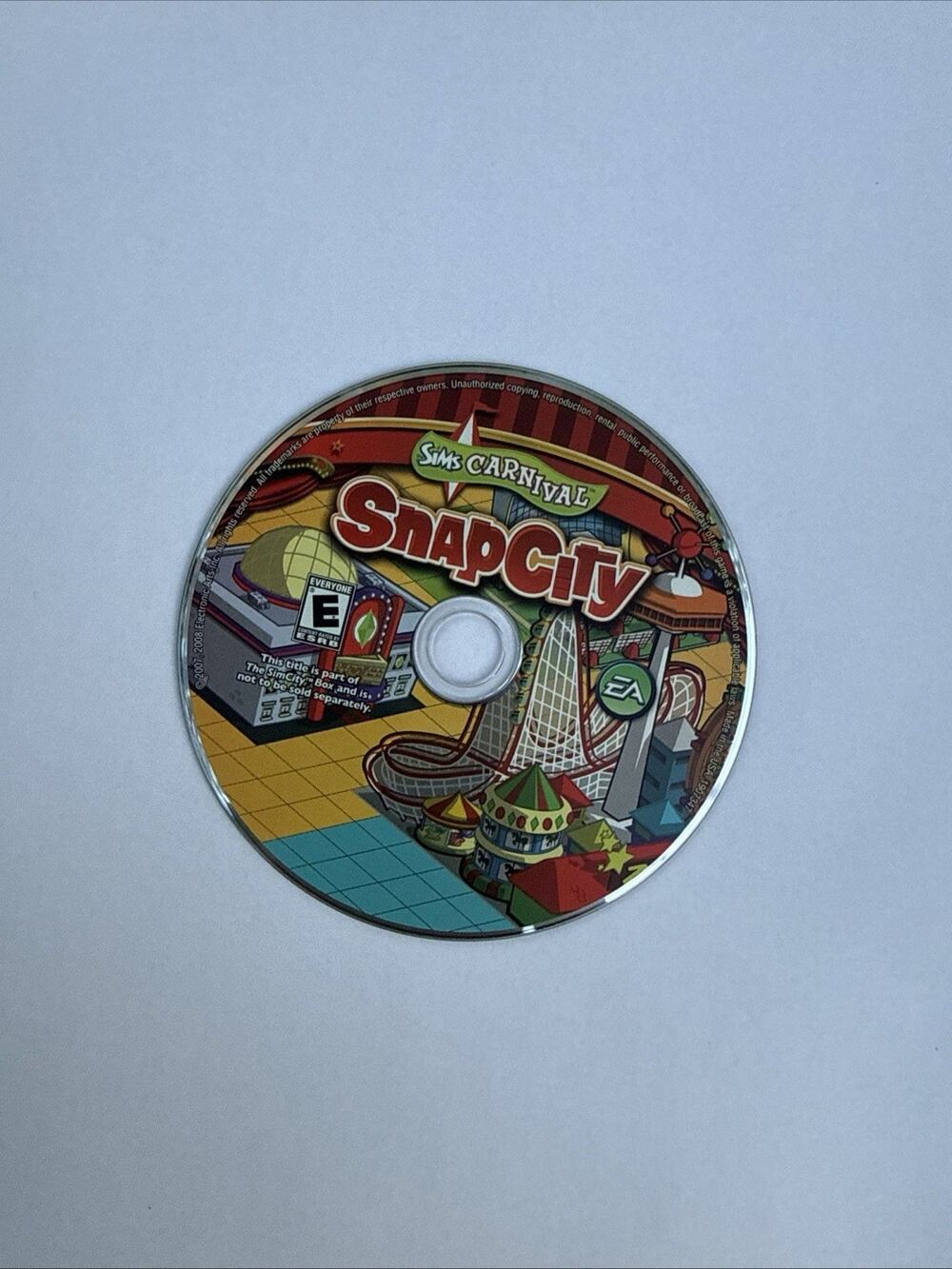 Sims Carnival Snap City (2008, CD-Rom, Windows) DISK 1 Only Mac Everyone Kids